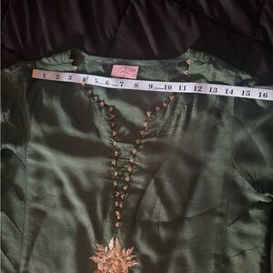 Cotton Ginny green Embroidered kameez and pant